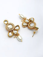 NVR Women Gold-Polished Kundan Studded & Pearls Long Jewellery Set | Grocsy