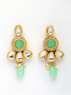 NVR Women Green Stones with Kundan Studded Long Jewellery Set | Grocsy
