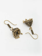 NVR Women's Oxidized Gold-Polished Jhumka Earrings