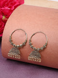 NVR Women's Handmade Gold-Polished Oxidized Traditional Jhumka Earrings