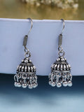 NVR Women's Traditional Silver Plated Oxidized Jhumka Earrings