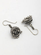 NVR Women Silver Plated Oxidized Traditional Jhumka Earrings