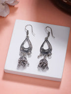 NVR Women Silver Plated German Silver Jhumka Earrings