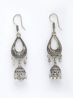 NVR Women Silver Plated German Silver Jhumka Earrings