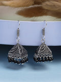 NVR Women's Oxidized Silver Plated Black Artificial Beads Jhumka Earrings | Grocsy