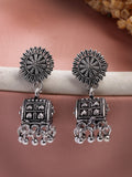 NVR Women Silver-Plated Oxidized Contemporary Jhumkas Earrings