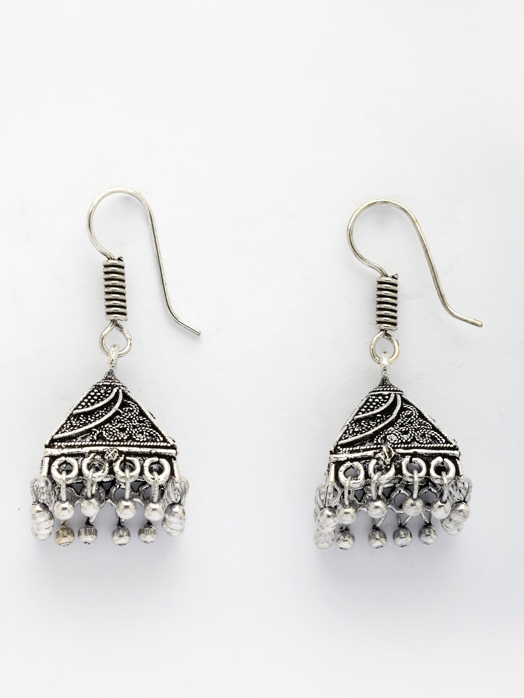 NVR Women's Oxidized Silver Plated Jhumka Earrings | Grocsy