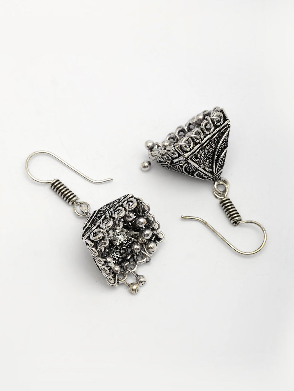 NVR Women's Oxidized Silver Plated Jhumka Earrings | Grocsy