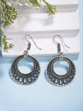 NVR Women Ethnic Oxidized Silver-Plated Chandbali Earrings