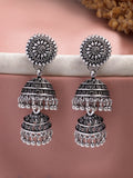NVR Women Silver Plated Oxidized German Silver Jhumka Earrings