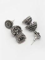 NVR Women Silver Plated Oxidized German Silver Jhumka Earrings