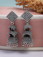 NVR Women's Traditional Oxidized Silver Plated Jhumka Earrings | Grocsy