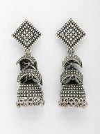 NVR Women's Traditional Oxidized Silver Plated Jhumka Earrings | Grocsy