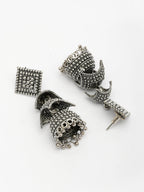 NVR Women's Traditional Oxidized Silver Plated Jhumka Earrings | Grocsy