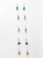 NVR Women's Pair of 5 Oxidized Silver Plated Multicolor Artificial Beads Jhumka Earrings