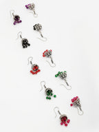 NVR Women Pair of 5 Oxidized Silver Plated Multicolor Artificial Beads Jhumka Earrings