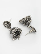NVR Women Set of 2 Silver Plated Traditional Oxidized Jhumka Earrings | Grocsy