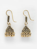 NVR Women's Set of 2 Traditional Gold-Polished Oxidized Jhumka Earrings