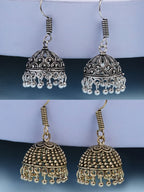 NVR Women Set of 2 Oxidized German Silver Jhumka Earrings | Grocsy