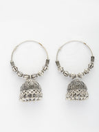 NVR Women's Handmade Set of 2 Oxidized Traditional Jhumka Earrings | Grocsy