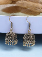 NVR Women Set of 2 Oxidized Contemporary Jhumka Earrings