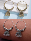 NVR Women's Traditional Set of 2 Oxidized Jhumka Earrings | Grocsy