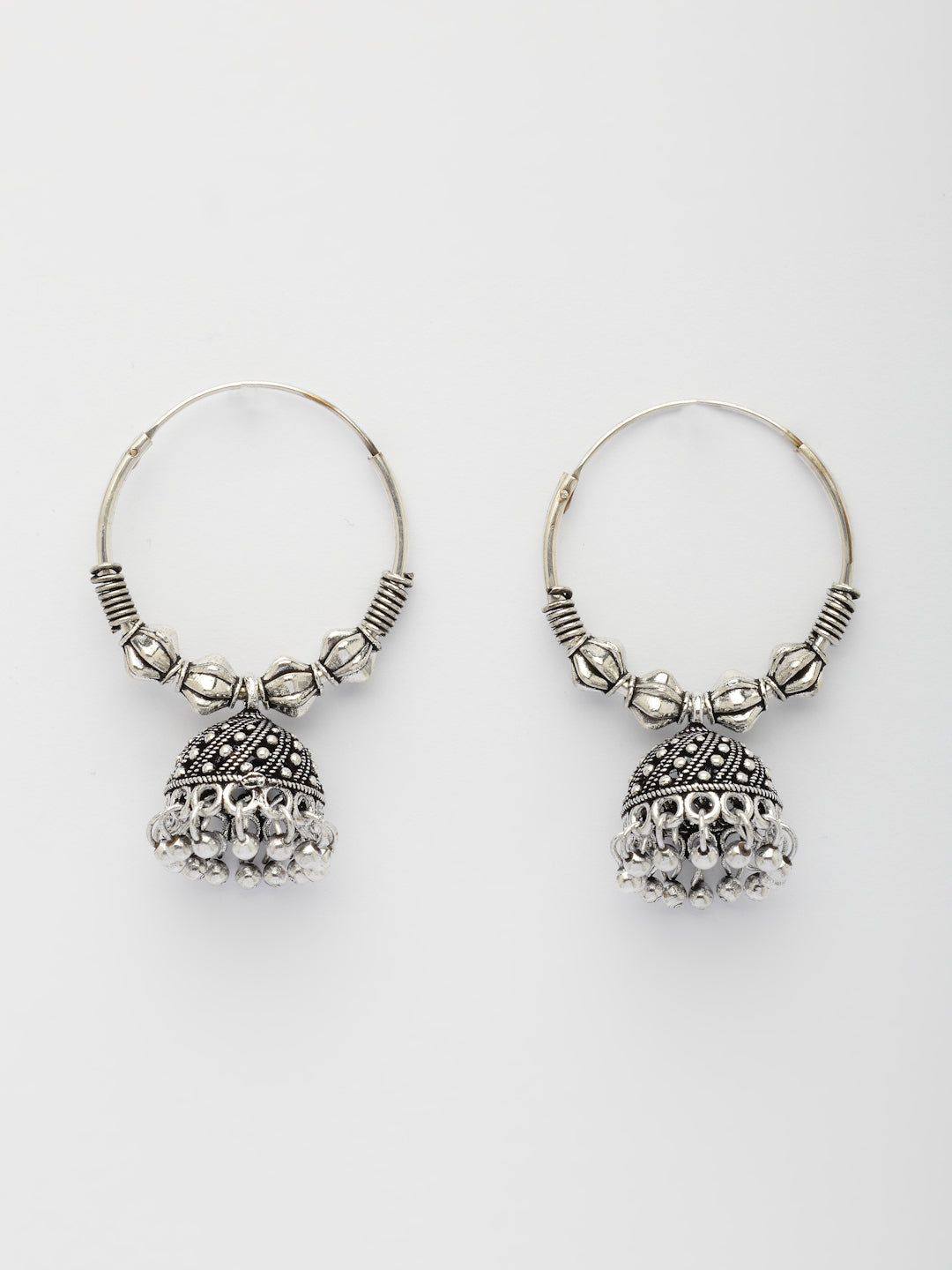 NVR Women's Traditional Set of 2 Oxidized Jhumka Earrings | Grocsy