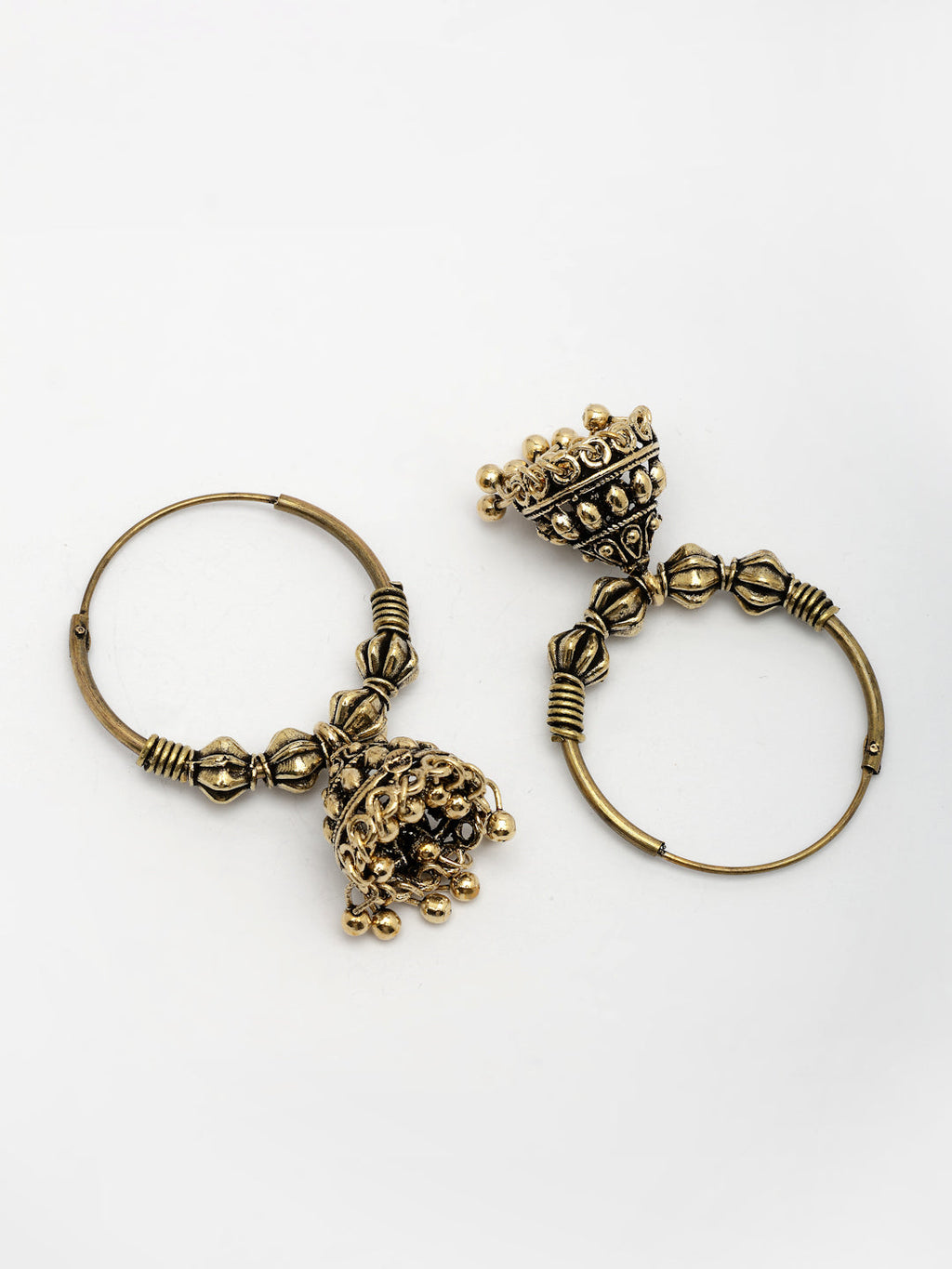 NVR Women's Traditional Set of 2 Oxidized Jhumka Earrings | Grocsy