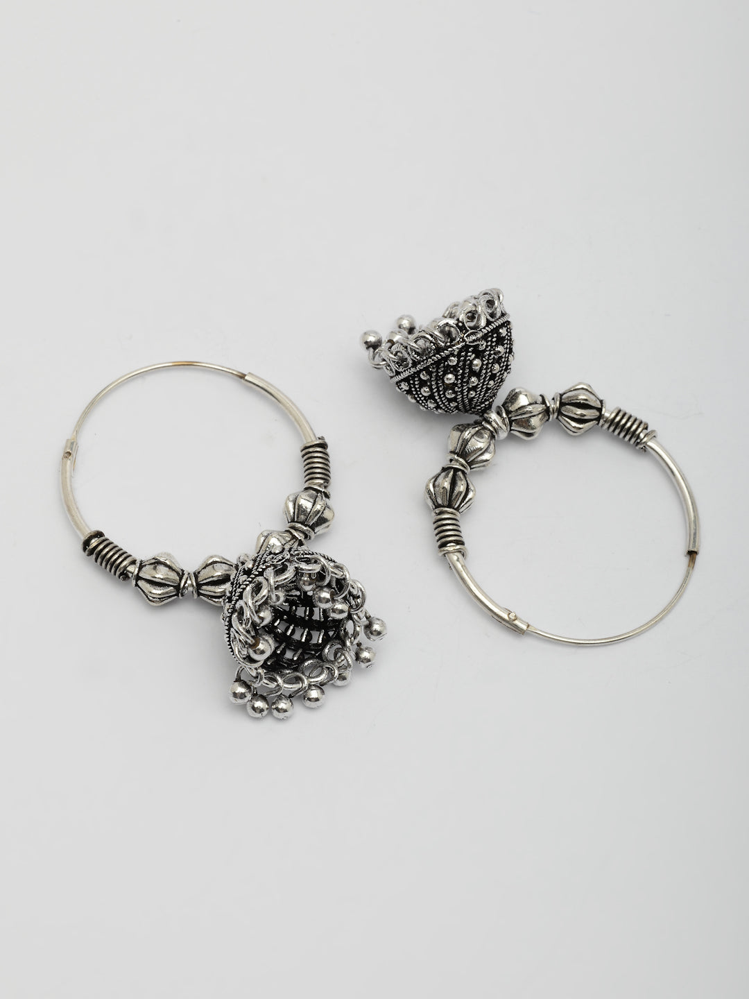 NVR Women's Traditional Set of 2 Oxidized Jhumka Earrings | Grocsy