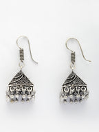 NVR Women's Set of 3 Oxidized Silver Plated Artificial Beads Jhumka Earrings | Grocsy