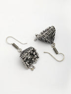 NVR Women's Set of 3 Oxidized Silver Plated Artificial Beads Jhumka Earrings | Grocsy