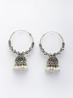 NVR Women Set of 3 German Silver Oxidized Traditional Jhumka Earrings | Grocsy