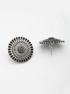 NVR Women Set of 3 Silver Plated Round Shape Oxidized Traditional Jhumka & Stud Earrings | Grocsy