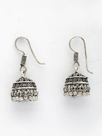NVR Women Set of 3 Silver Plated Round Shape Oxidized Traditional Jhumka & Stud Earrings | Grocsy