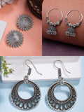 NVR Women Set of 3 Silver Plated Oxidized Traditional Earrings | Grocsy