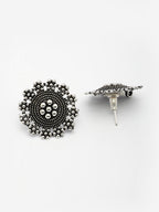 NVR Women Set of 3 Silver-Plated Oxidized Contemporary Jhumkas & Stud Earrings | Grocsy