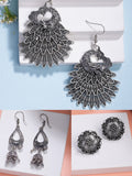 NVR Women's Set of 3 Silver Plated Oxidized Fashion Traditional Earrings | Grocsy