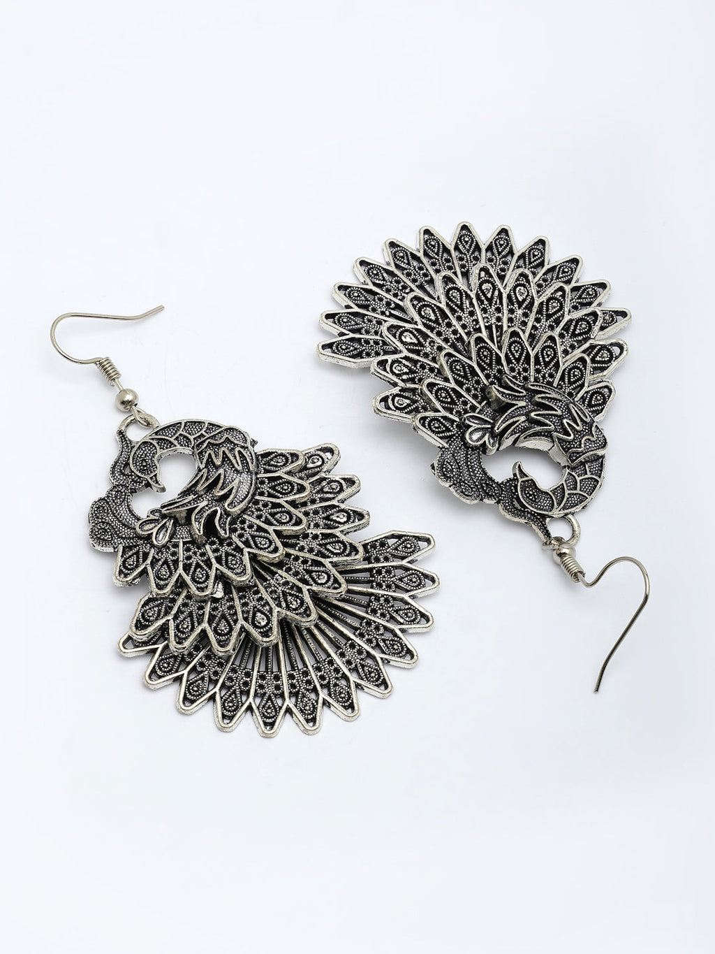 NVR Women's Set of 3 Silver Plated Oxidized Fashion Traditional Earrings | Grocsy