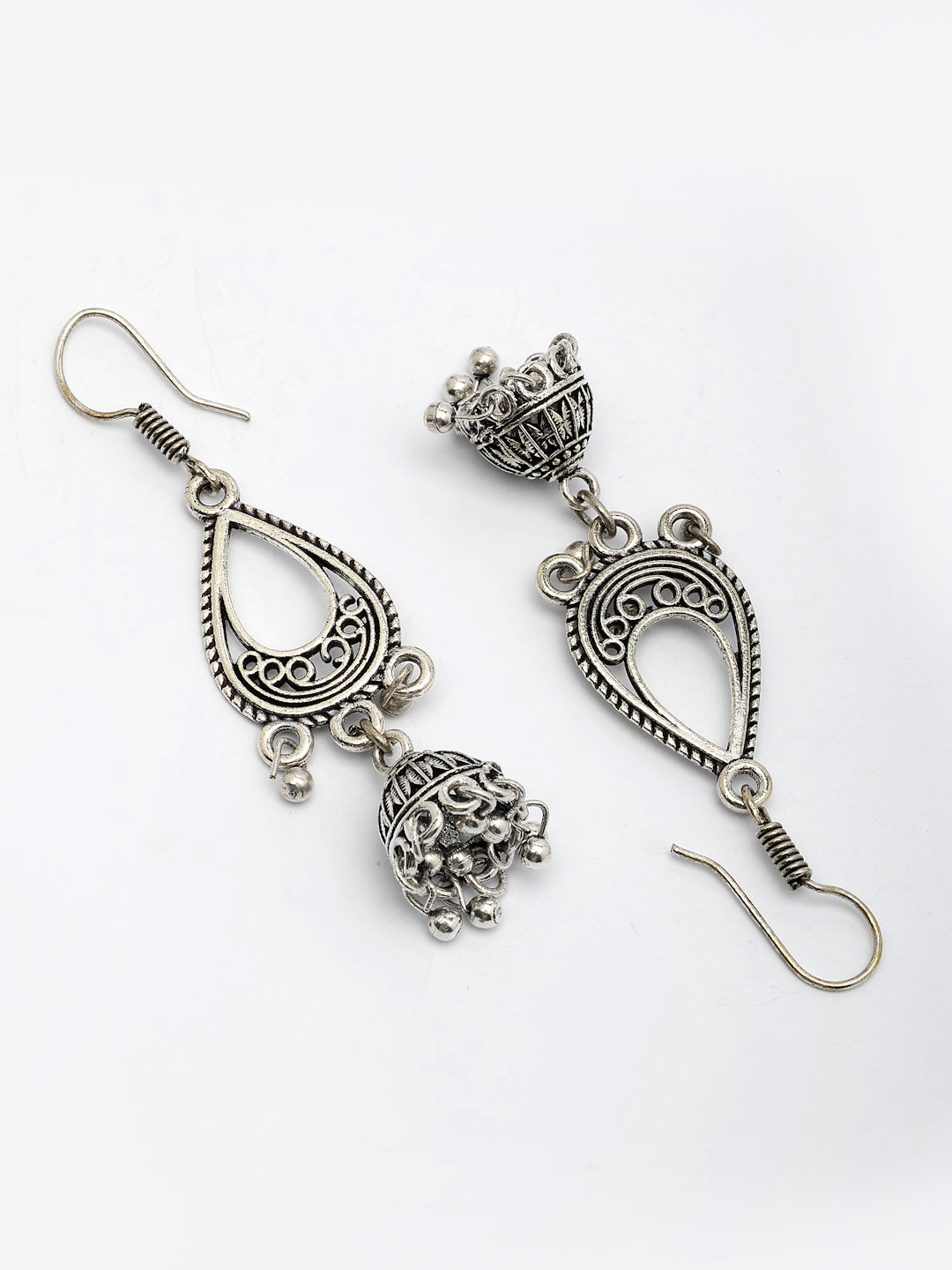 NVR Women's Set of 3 Silver Plated Oxidized Fashion Traditional Earrings | Grocsy