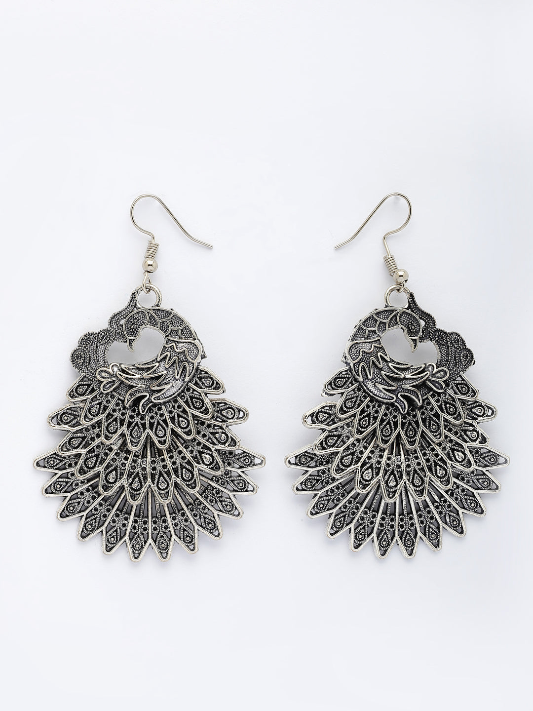 NVR Women's Set of 3 Silver Plated Oxidized Fashion Traditional Earrings | Grocsy