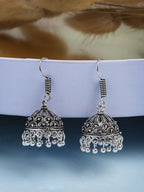 NVR Women Set of 3 Silver Plated Oxidized Traditional Jhumka & Stud Earrings | Grocsy