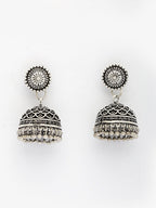 NVR Women Set of 3 Silver Plated Oxidized Traditional Jhumka & Stud Earrings | Grocsy
