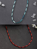 NVR Men Set of 2 Maroon & Green Rhodium-Plated Stainless Steel Chain | Grocsy