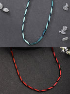 NVR Men Set of 2 Maroon & Green Rhodium-Plated Stainless Steel Chain | Grocsy