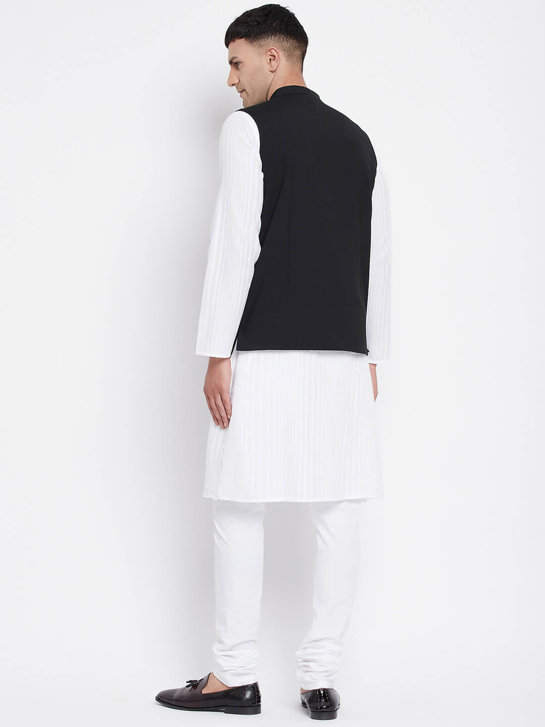 Even Apparels Black Pure Cotton White Kurta Sets With Eid Insignia Jackets PW66 | Grocsy