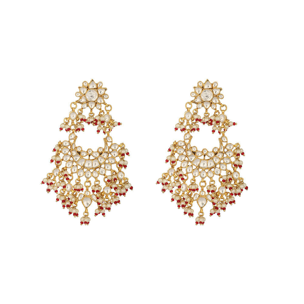 Nuyug 22K Gold Plated Pearl Empress Chandbali Earrings | Grocsy