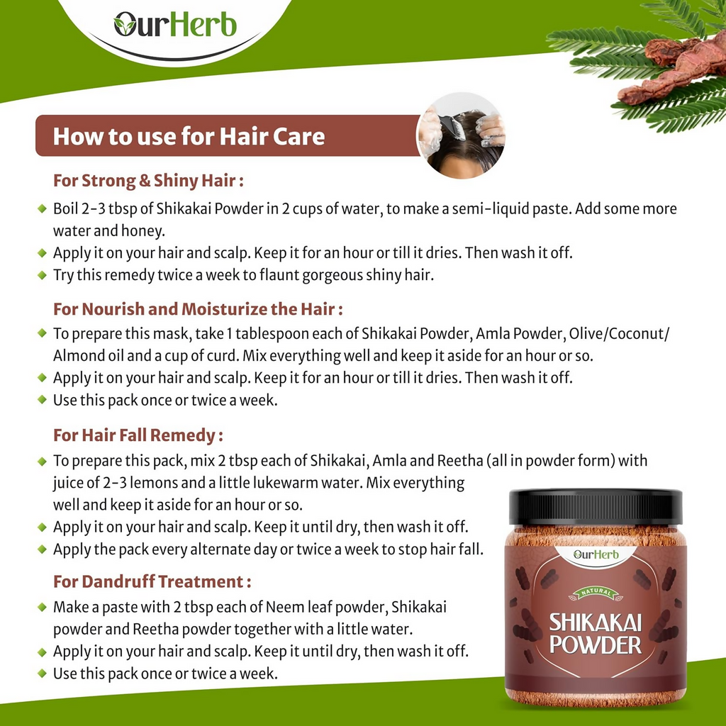 OurHerb Pure & Natural Shikakai Powder For Hair Care | Grocsy