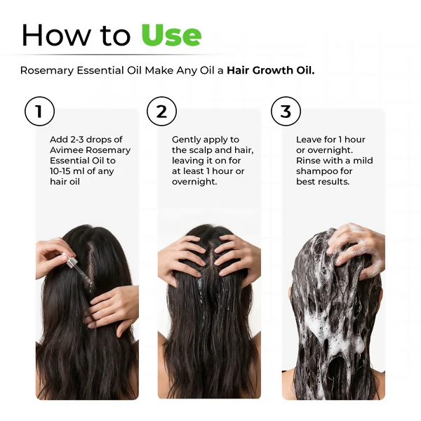 Avimee Herbal Rosemary Essential Hair Oil with Vitamin E & Nansyl | Grocsy