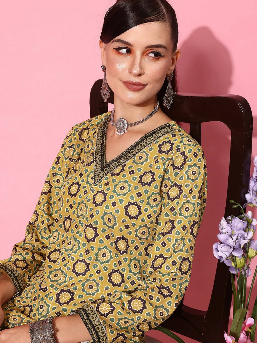 Ahalyaa Women's Traditional Wear Co-ods - Mustard | Grocsy