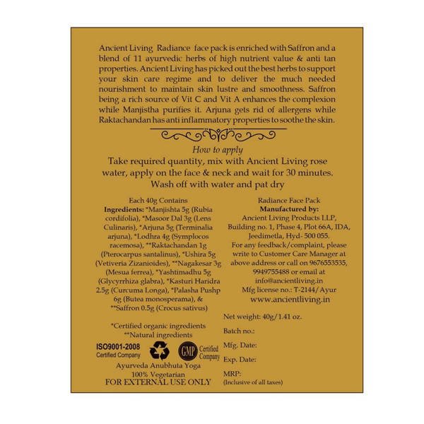 Ancient Living Radiance Face Pack | Grocsy